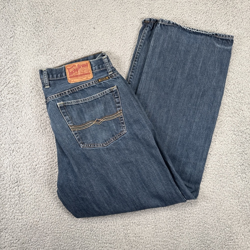 Lucky Brand Jeans Mens 38 (fit 37x32) Piper Straight Leg Vintage‎ Dark Wash